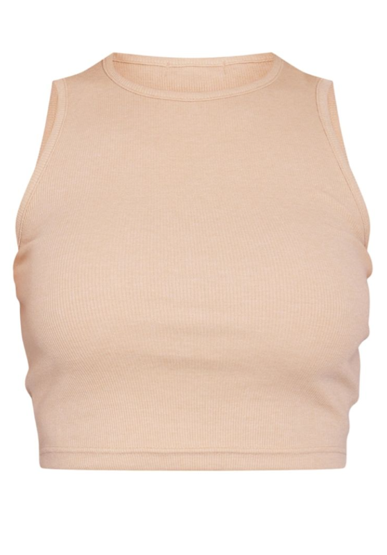 Sand Soft Rib Racer Cropped Top