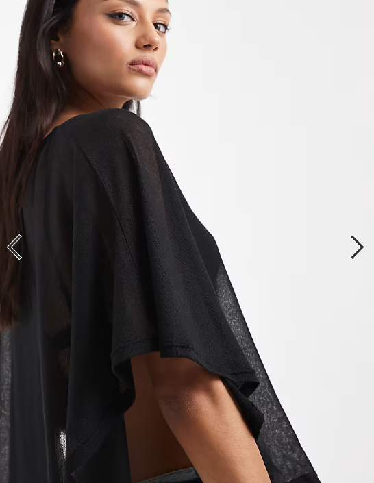ASOS DESIGN knit-look semi sheer slash neck cape top in black