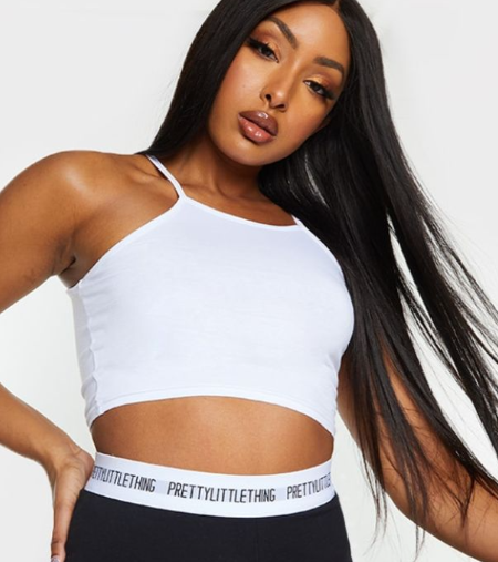Essential White Racer Neck Crop Top