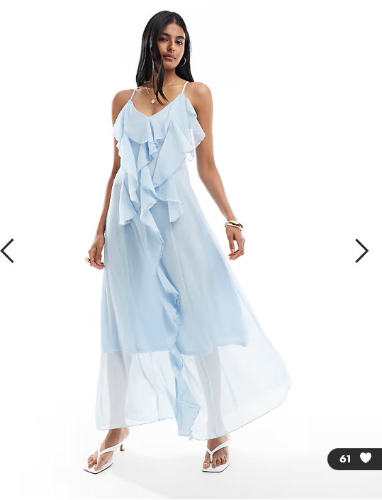 Vero Moda boho ruffle cami maxi dress in blue