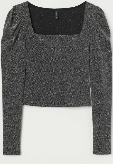 H&M - Lurex Crop Top Glitter Grey