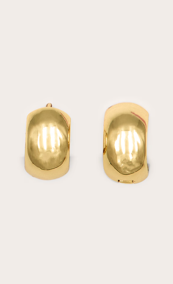 Real Gold Plated Wide Thick Small Hoop Earrings