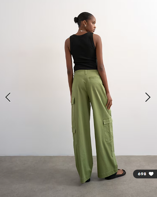Topshop - clean a line wide leg cargo with tie waist in khaki