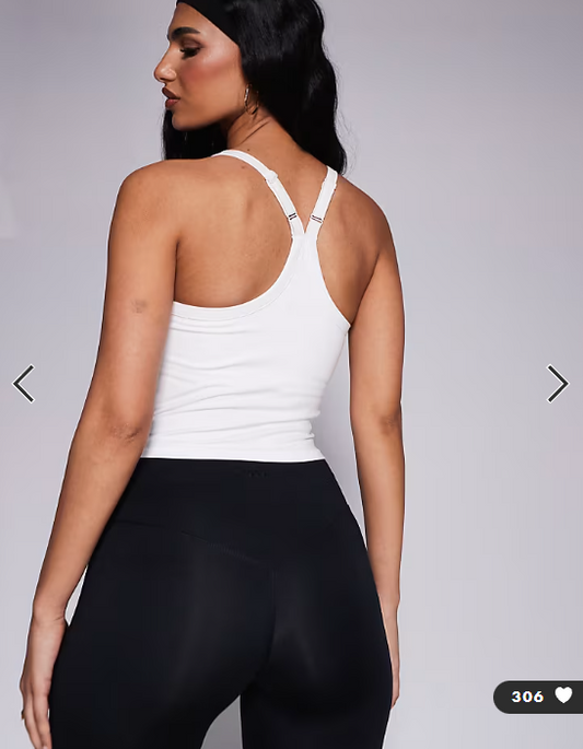 4505 Icon soft touch yoga cami with inner bra and adjustable straps in white