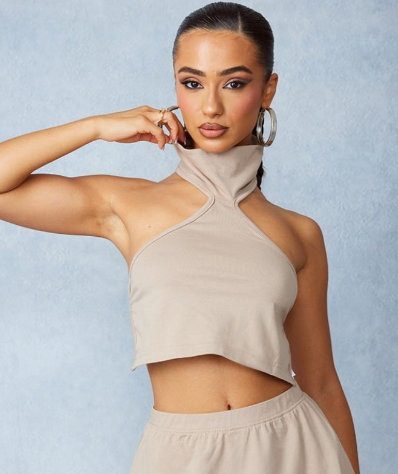 Petite Stone Halterneck Crop Top