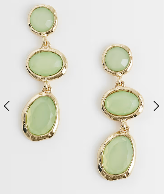 Accessorize triple gem drop earrings in light green