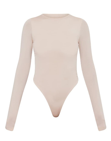 Recycled Basic Cream Slinky Long Sleeve Bodysuit