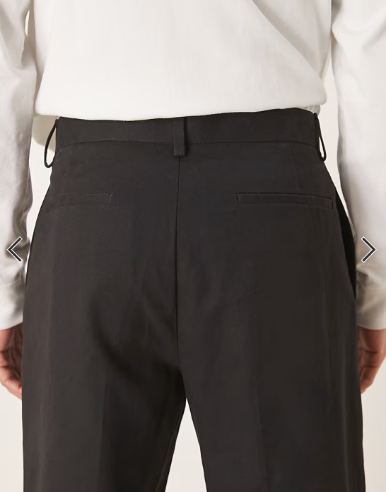 ASOS DESIGN tailored 100% cotton wide leg trousers in black with deep pleat