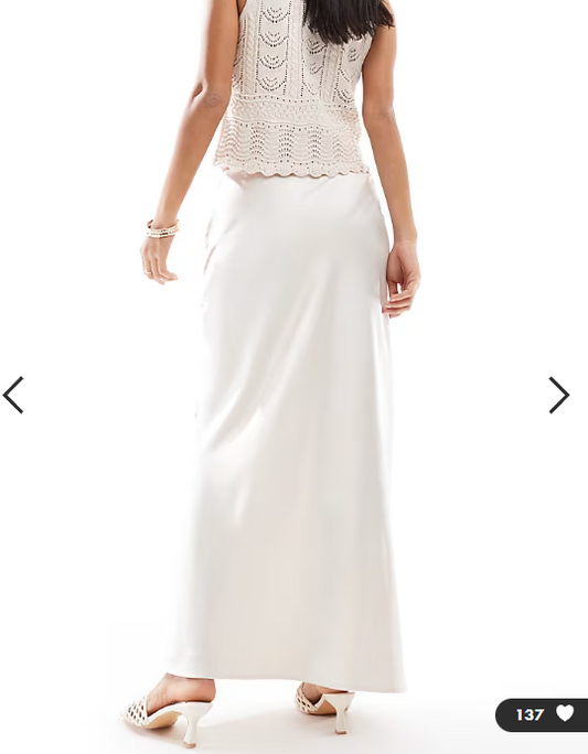 4th & Reckless satin column maxi skirt in cream