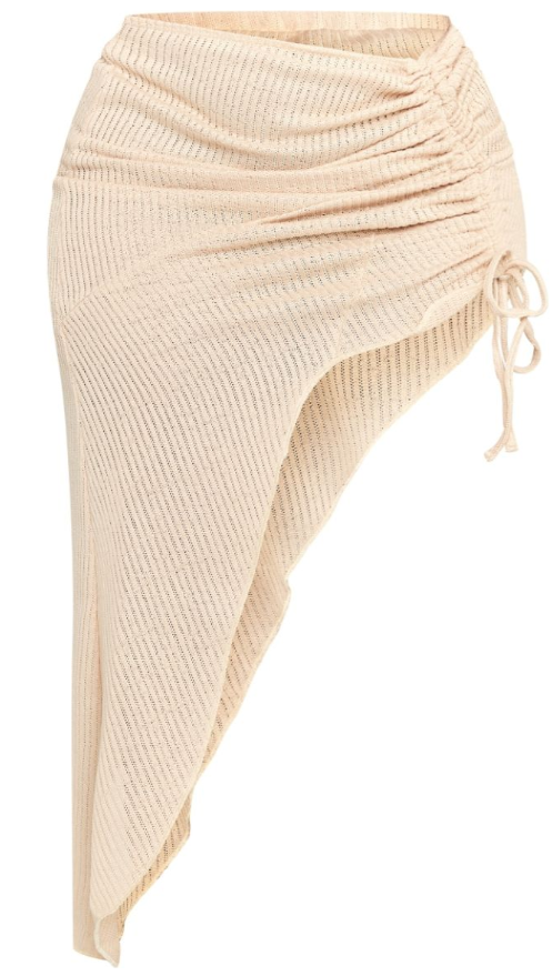 Plus Stone Textured Knit Ruched Midi Skirt