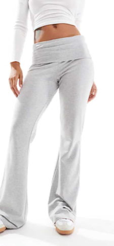 Missyempire Alena Light Grey Fold Over Yoga Pants