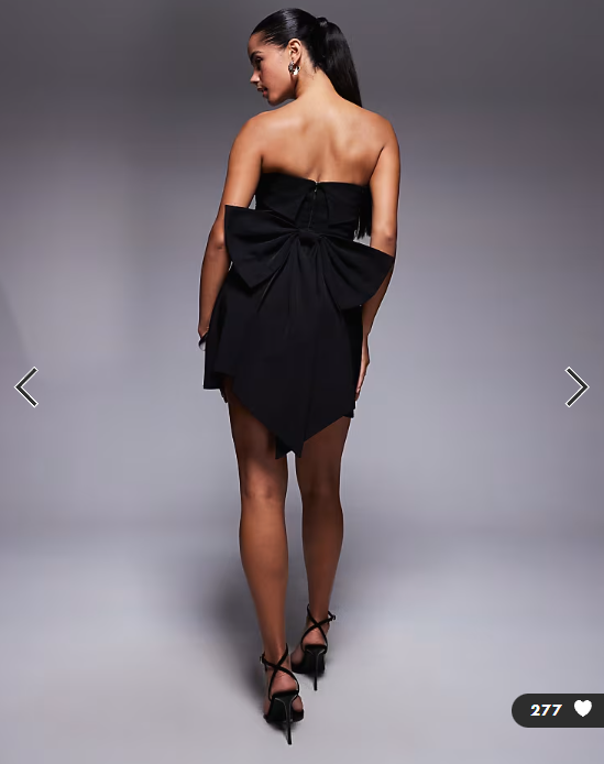 TFNC bandeau bow back mini dress in black