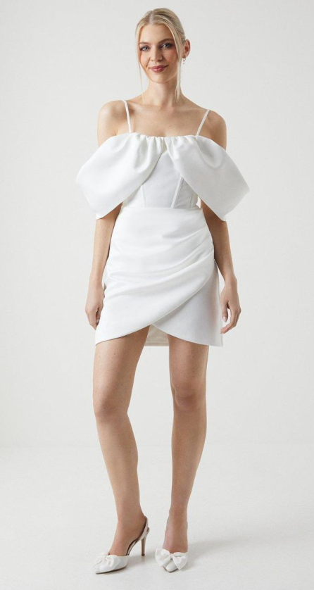 Drape Detail Satin Hen Mini Dress With Boning