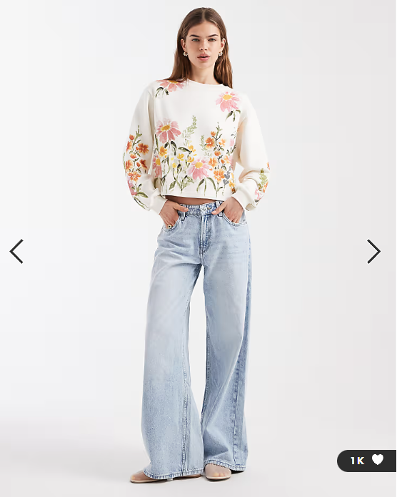 Miss Selfridge sweatshirt with flower print in cream