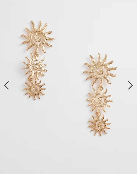 Accessorize triple sun long drop earrings in gold