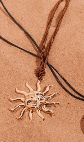 Gold Sun Detail Rope Necklace