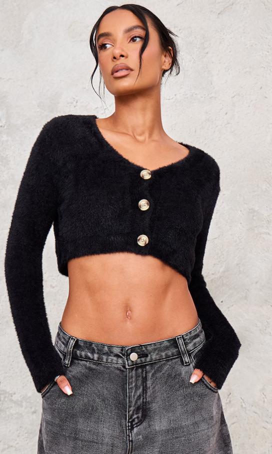 Black Eyelash Knit Cardigan