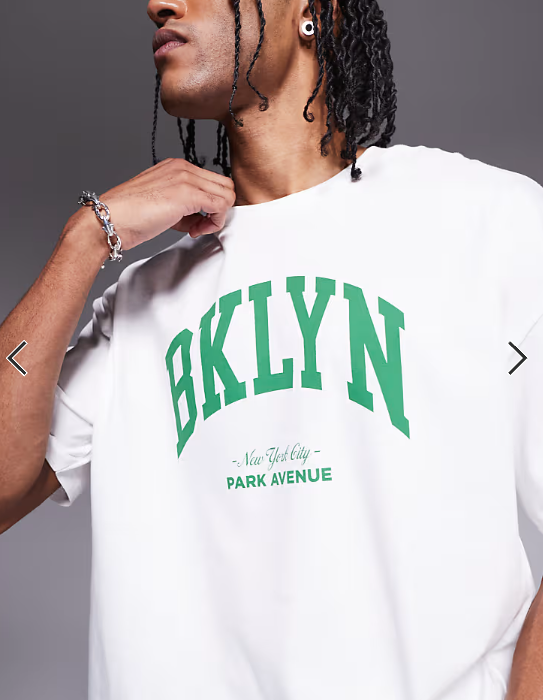 ASOS DESIGN boxy oversized T-shirt with city graphic in white.