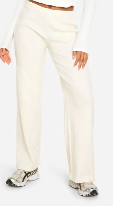 Boohoo - Brushed Rib Wide Leg Trousers