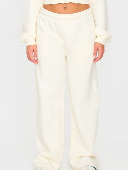 Cream Wide Straight Leg Joggers