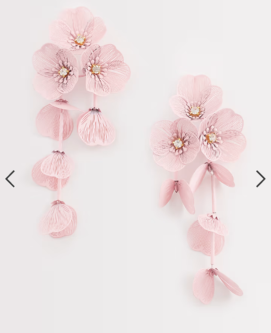 Kaiia exclusive 3D flower drop earrings in baby pink