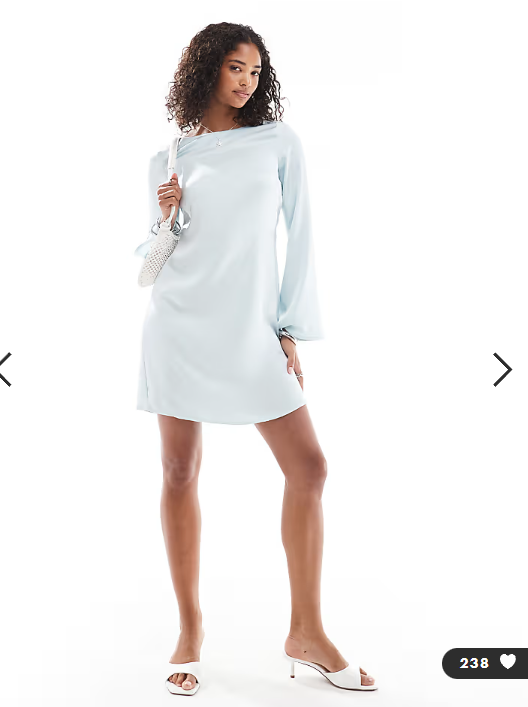 Vero Moda bell sleeve satin mini dress in icy blue
