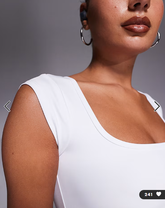 4505 active square neck cap sleeve top in white