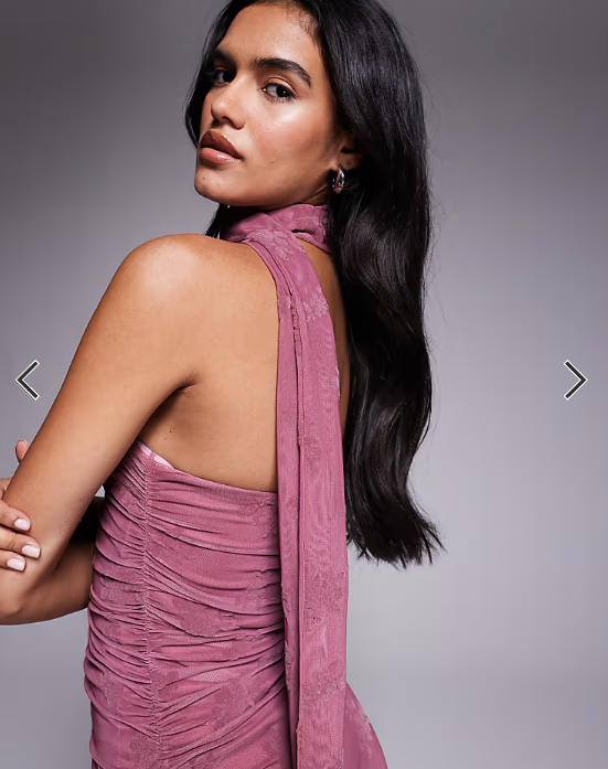 ASOS DESIGN scarf detail bandeau maxi dress in dusky prink