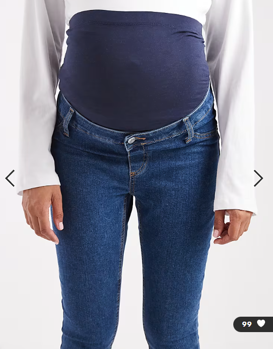 ASOS DESIGN Maternity skinny jeans with over bump in dark blue