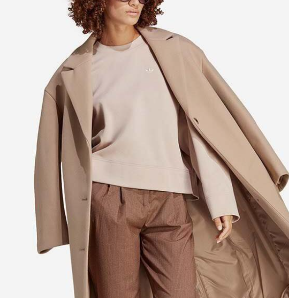 adidas sweatshirt ESS Short Sweat women's beige color.