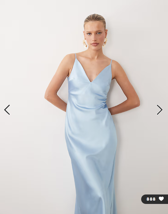 ASOS DESIGN high apex satin midi dress in light blue