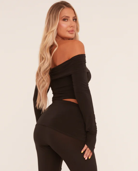 Black Bardot Long Sleeve Top