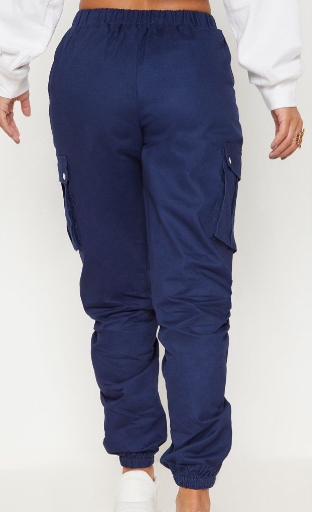 Petite Navy Pocket Detail Cargo Trousers