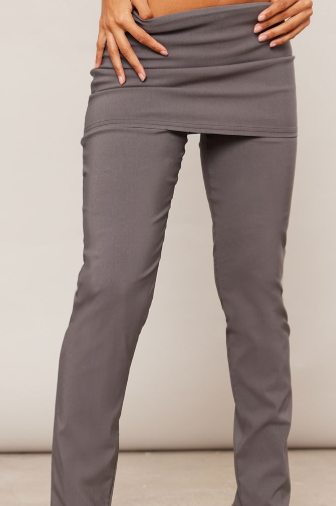 Charcoal Stretch Woven Peplum Skirt Trousers