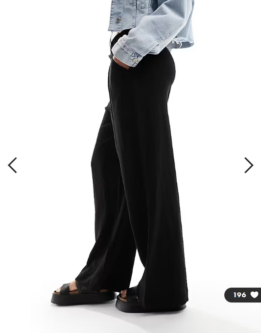 ASOS DESIGN relaxed straight leg trousers with linen in black