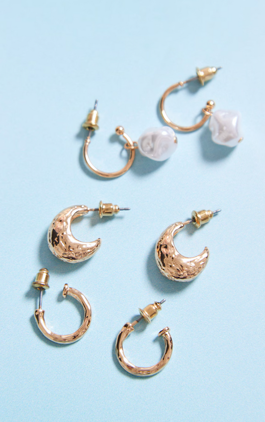 Gold Pearl Mini Hoop Multipack Earrings