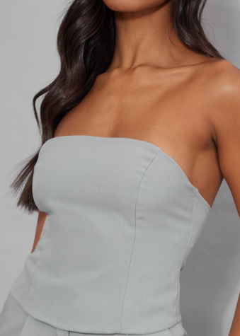 Light Grey Woven Bandeau Corset
