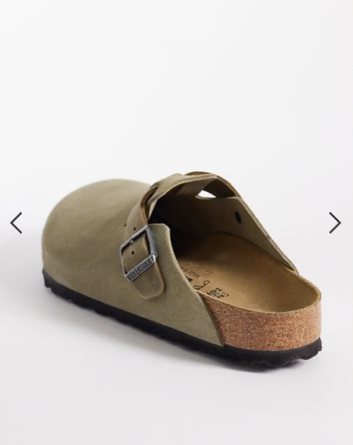 Birkenstock Boston clog with mixed material strap in faded khaki
