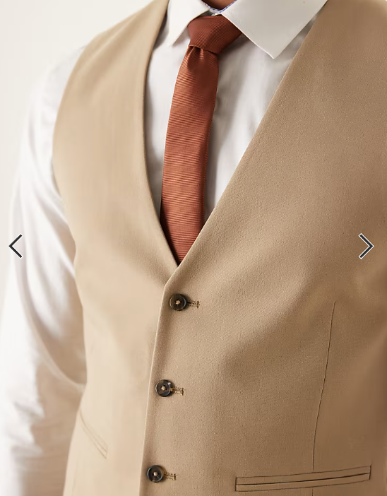 ASOS DESIGN skinny suit waistcoat in beige