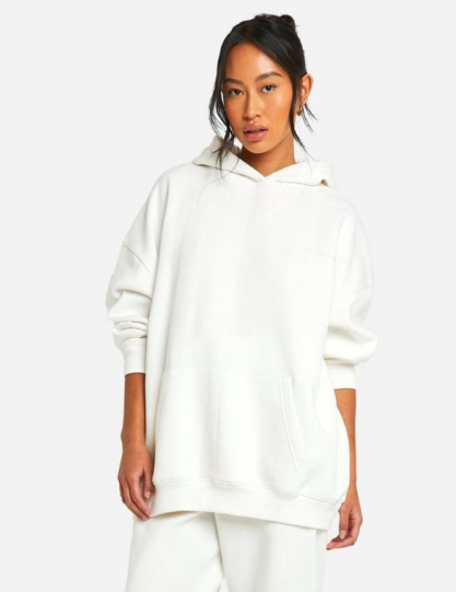 Boohoo - Dsgn Studio Embroidered Oversized Hoodie - ecru