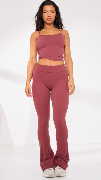 Red Contour Sculpt Foldover Pant