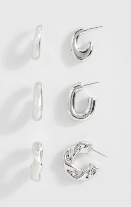 Silver Chunky Hoop Multipack Earrings
