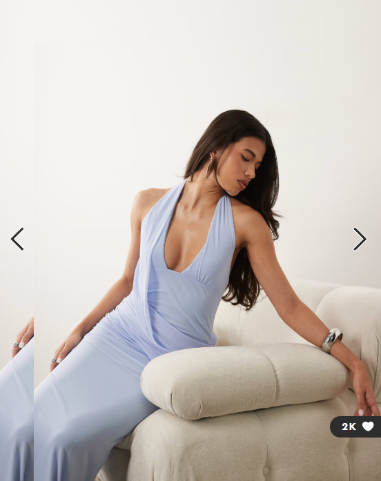 ASOS DESIGN mesh halter maxi dress with draped sash detail in blue