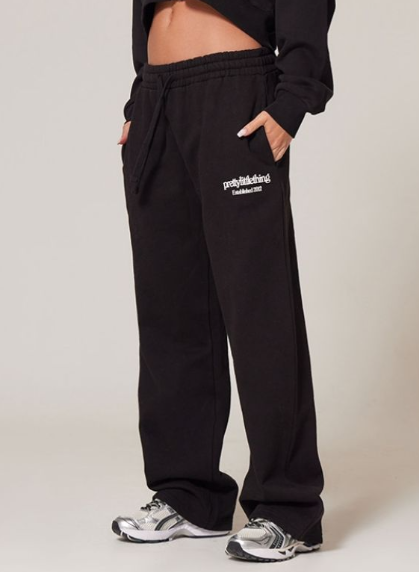 Plt - Black Premium Print Wide Leg Joggers