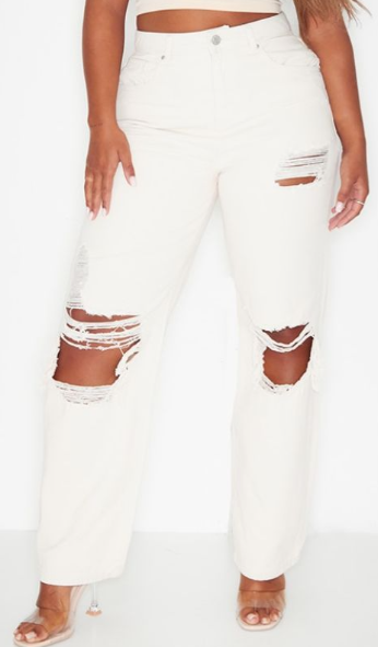 Plt - Shape Stone Extreme Rip Wide Leg Jeans