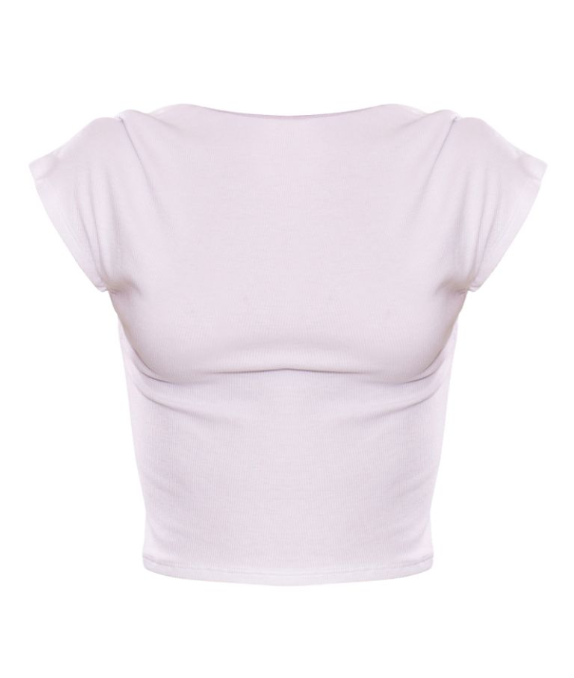 White Short Sleeve Soft Rib Backless Top