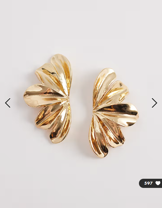 DesignB London 3D flower stud earrings in gold