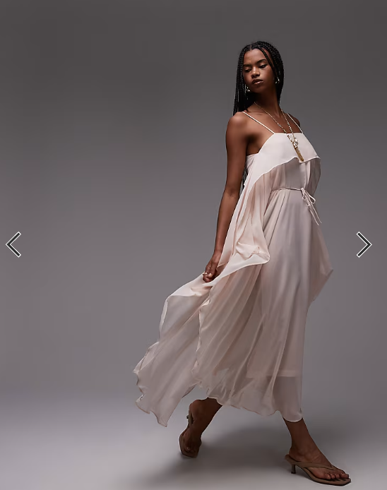 ASOS DESIGN chiffon trapeze maxi dress in soft pink