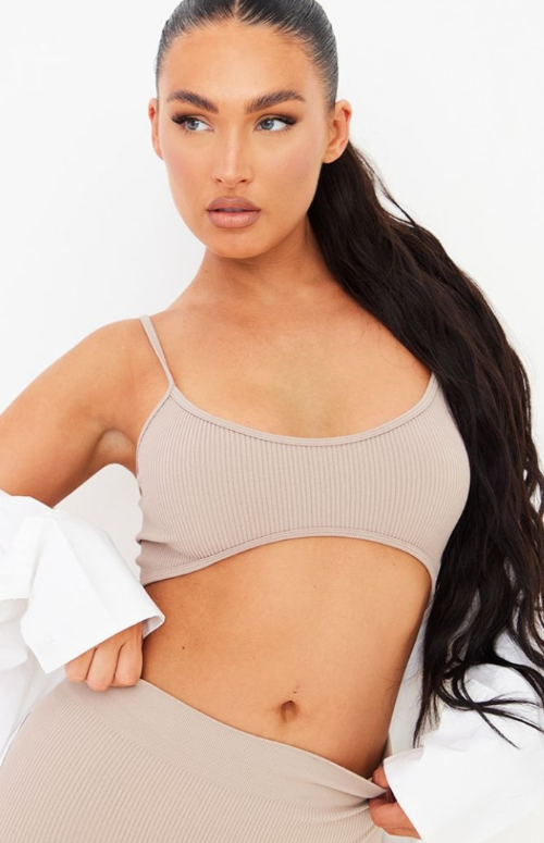 Stone Structured Contour Ribbed Strappy Bralet