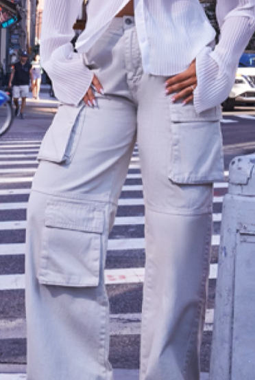 Washed Stone Baggy Wide Leg Cargo Pocket Jeans